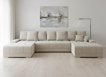 П-образный диван "Nordviks" (Нордвикс) велюр зара крем 02