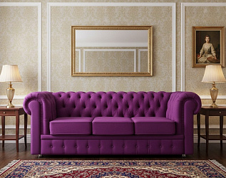 Диван "Честер" фиолетовый 3-х местный