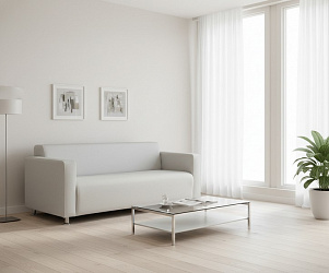 Прямой диван "Томи" кожа белая