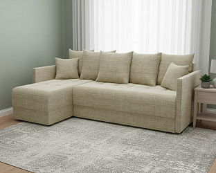 Угловой диван "Хант" рогожка дрим беж