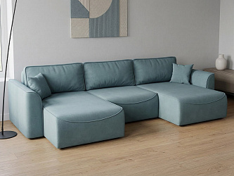 Угловой диван П-образный "Рафаэль" велюр макс скай 8