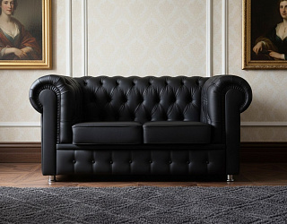 Диван "Честер" черный 2-х местный