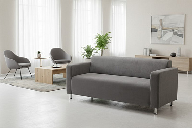 Прямой диван "Томи" велюр серый