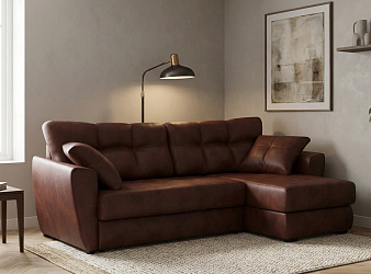 Угловой диван "Амстердам кожа коричневый"
