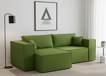 Угловой диван "Лофт 2 секции" велюр зара грин 29