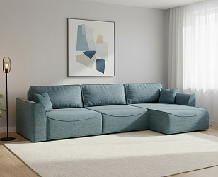 Угловой диван "Рафаэль 3 секции" рогожка дрим блю